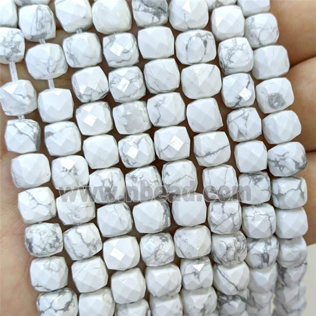 Natural White Howlite Turquoise Beads Faceted Cube