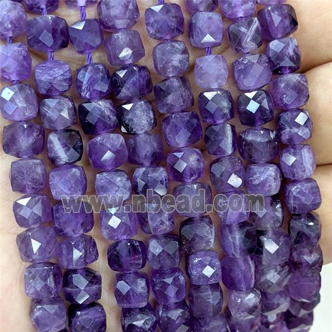 Natural Puprle Amethyst Beads Faceted Cube