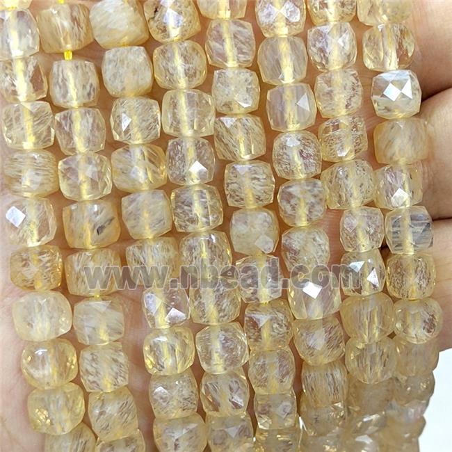 Synthetic Quartz Beads Coffee Faceted Cube