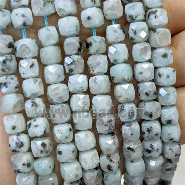 Natural Kiwi Jasper Beads Faceted Cube
