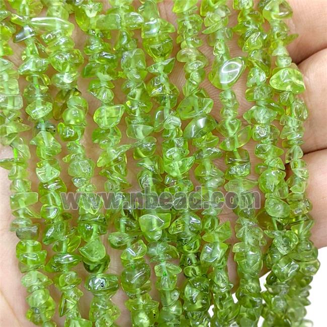 Natural Green Peridot Chip Beads Freeform