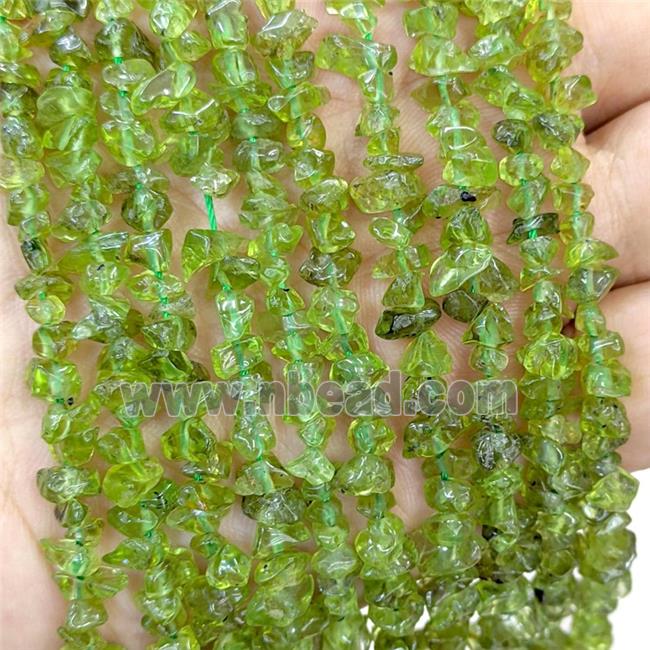 Natural Green Peridot Chip Beads Freeform B-Grade