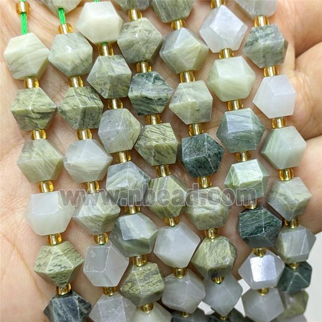 Green Green Actinolite Beads Cutted Bicone