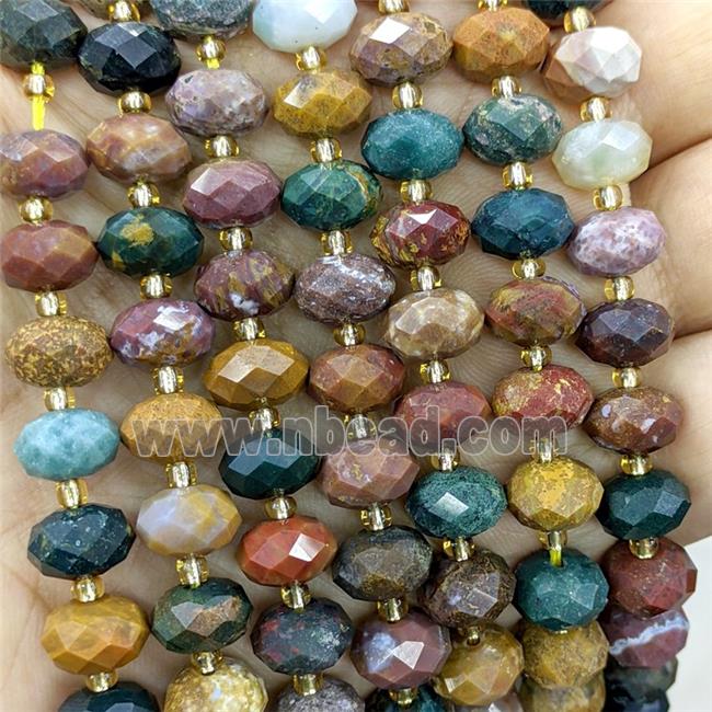 Natural Ocean Agate Beads Faceted Rondelle Multicolor