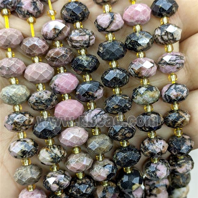 Natural Chinese Rhodonite Beads Faceted Rondelle