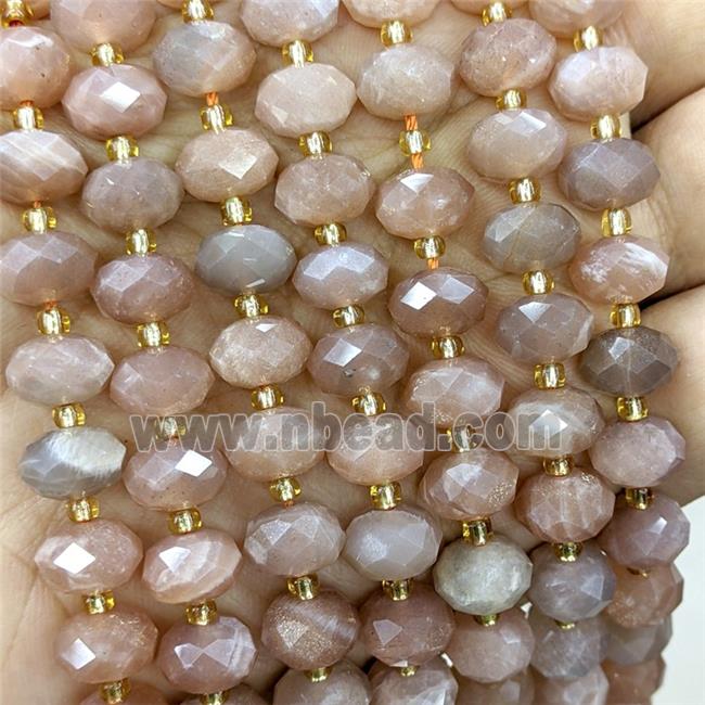Natural Peach Sunstone Beads Faceted Rondelle