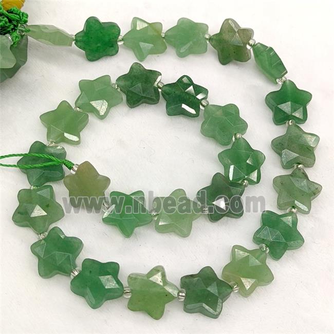 Natural Green Aventurine Star Beads Faceted