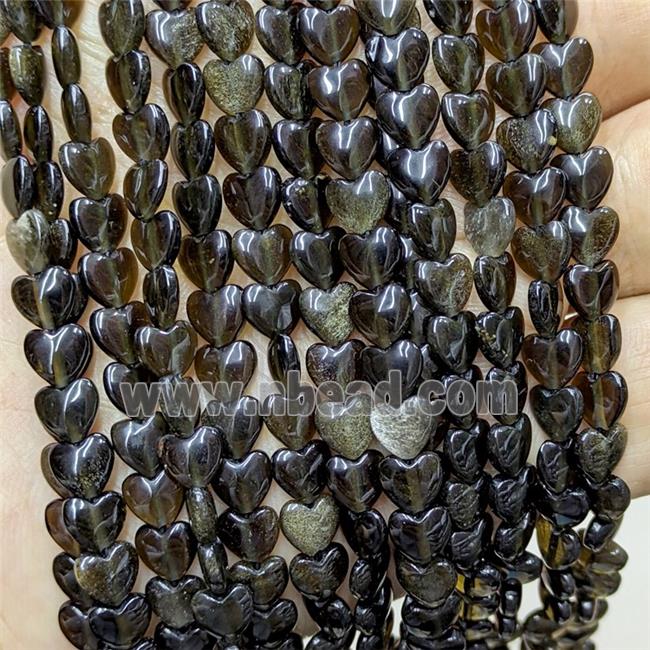 Natural Silver Obsidian Heart Beads