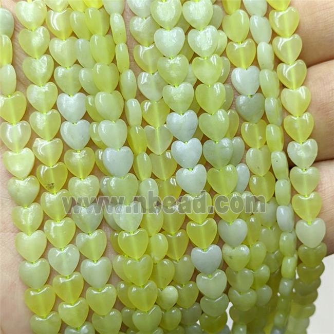 Natural New Mountain Jade Heart Beads Olive