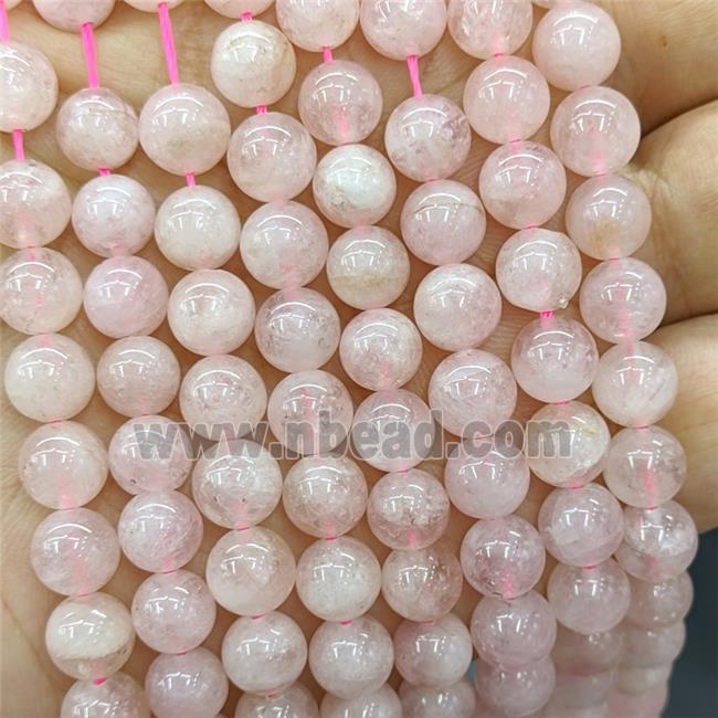 Natural Pink Morganite Beads Smooth Round