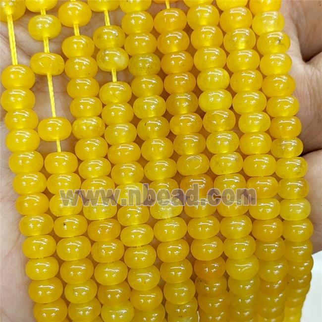Yellow Jade Beads Smooth Rondelle Dye