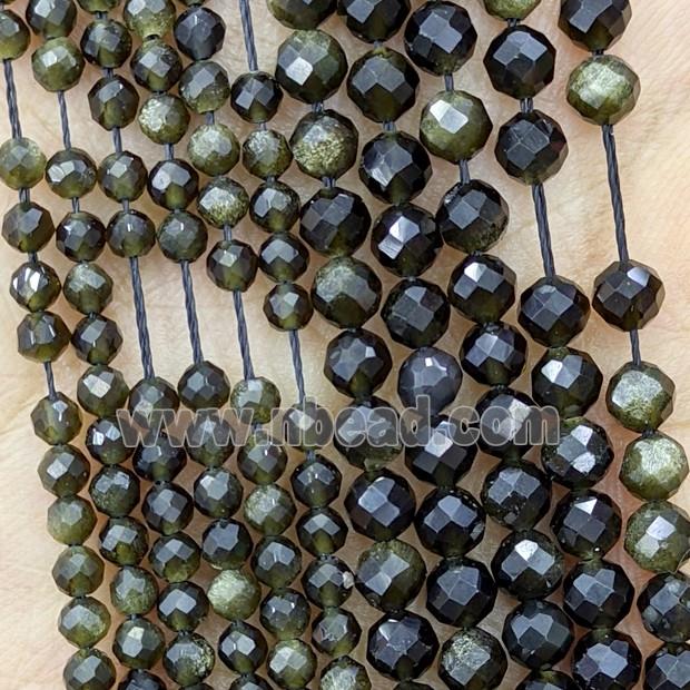 Natural Golden Obsidian Beads Faceted Round