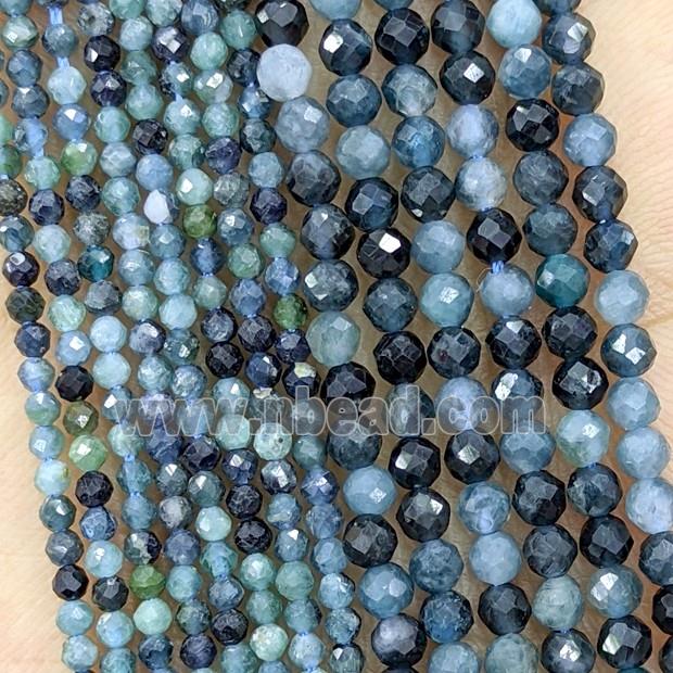 Natural Blue Tourmaline Beads Faceted Round