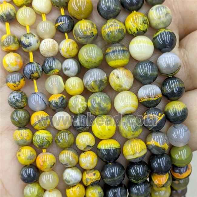 Natural Yellow Bumblebee Jasper Beads Smooth Round