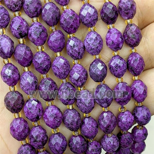 Purple Dye Jade Rice Beads Faceted