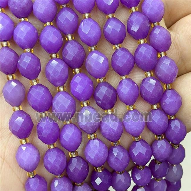 Jade Beads Faceted Rice Purple Dye