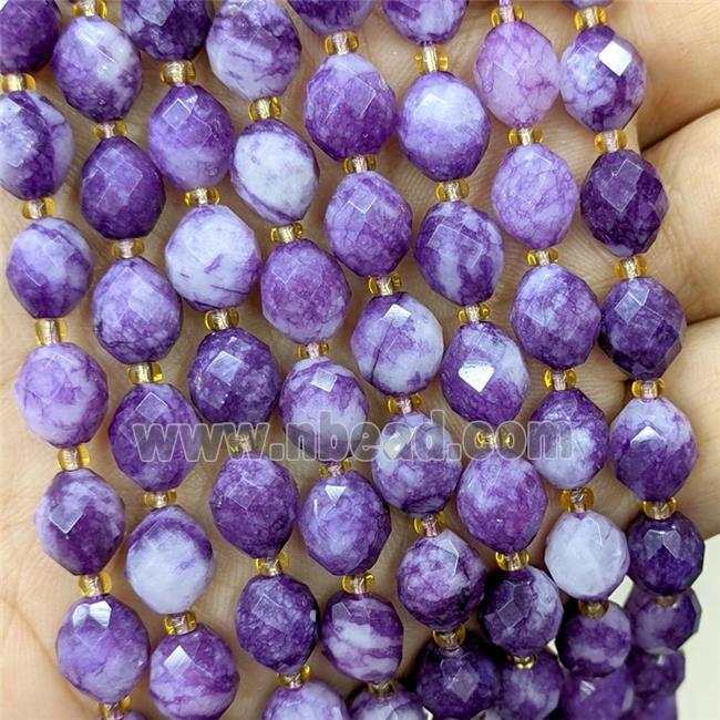 Purple Dye Jade Beads Faceted Rice
