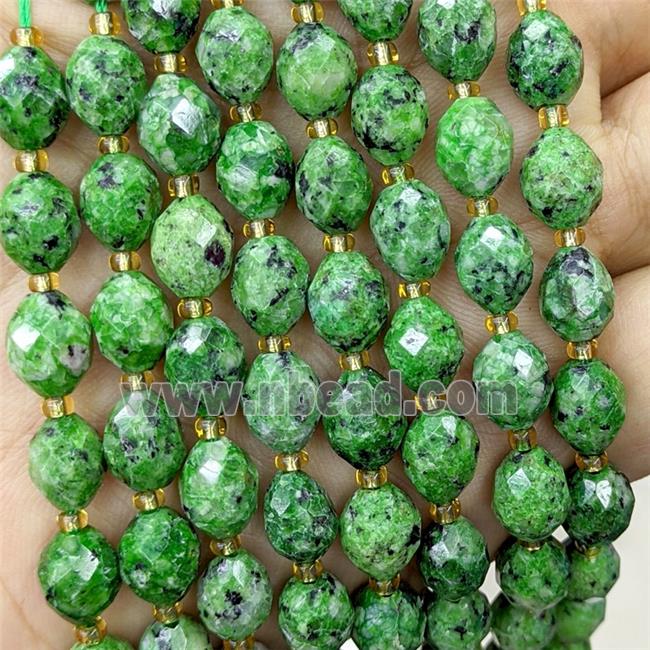 Green Dye Jade Beads Faceted Rice