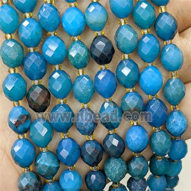 Blue Dye Jade Beads Faceted Rice