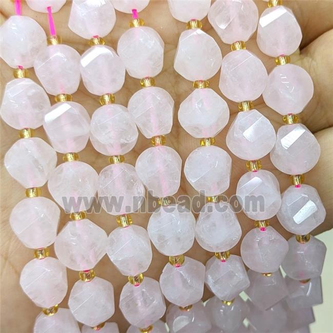 Natural Pink Rose Quartz Twist Beads
