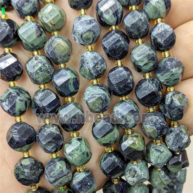 Natural Green Kambaba Jasper Twist Beads