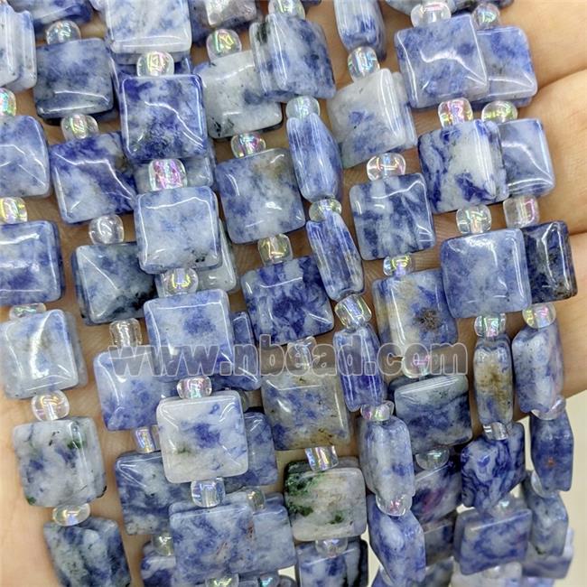 Natural Blue Dalmatian Square Beads