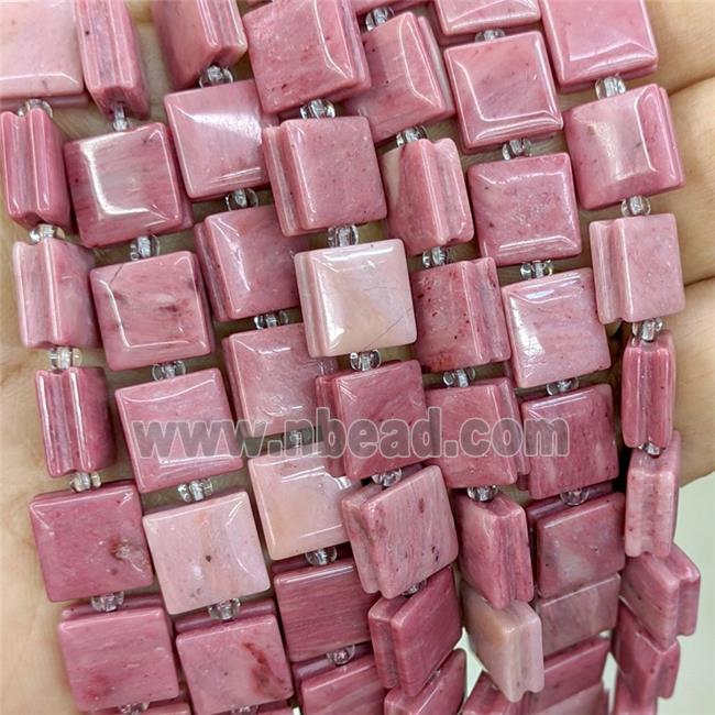 Pink Wood Lace Jasper Square Beads
