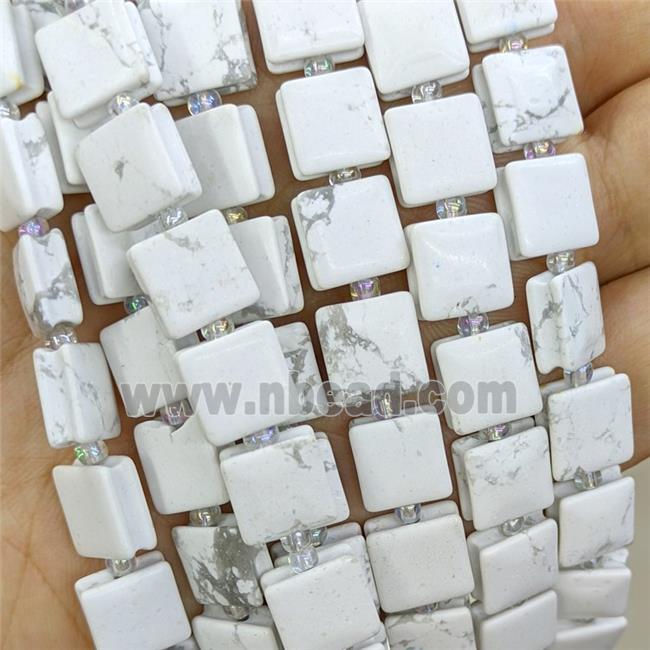 Natural White Howlite Turquoise Square Beads