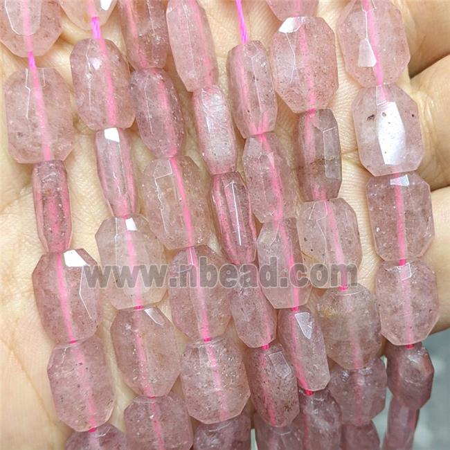 Natural Pink Strawberry Quartz Beads Faceted Rectangle