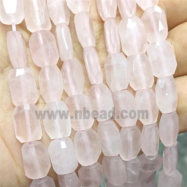 Natural Pink Rose Quartz Beads Faceted Rectangle