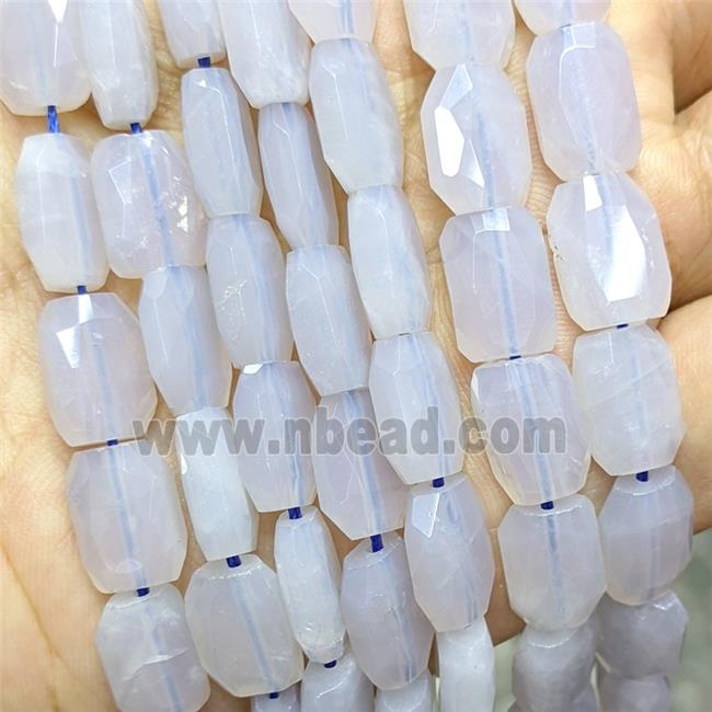 Natural Blue Chalcedony Beads Faceted Rectangle