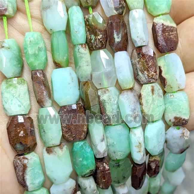 Natural Green Australian Chrysoprase Beads Faceted Rectangle