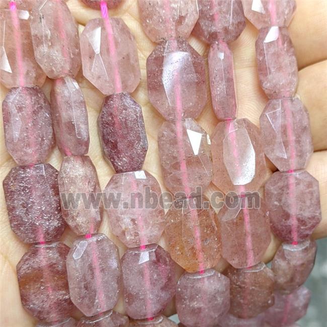 Natural Pink Strawberry Quartz Beads Faceted Rectangle