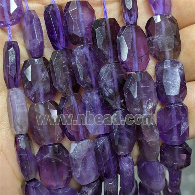 Natural Purple Amethyst Beads Faceted Rectangle