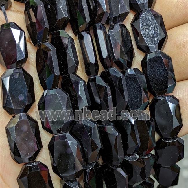 Natural Black Obsidian Beads Faceted Rectangle