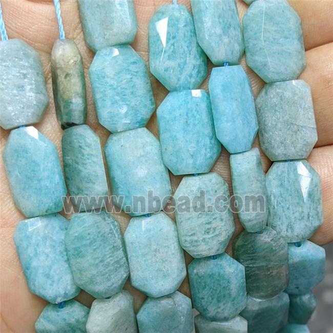 Natural Green Amazonite Beads Faceted Rectangle