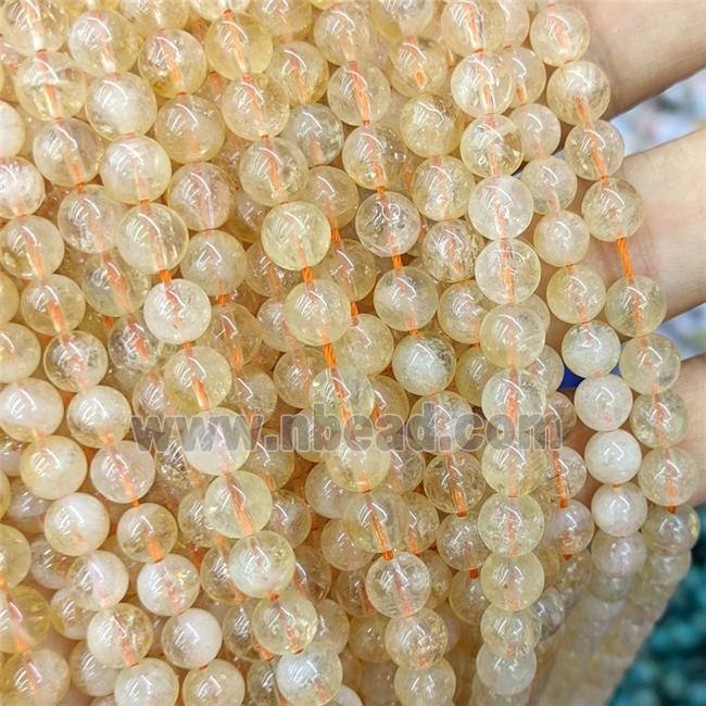 Natural Yellow Citrine Beads Smooth Round