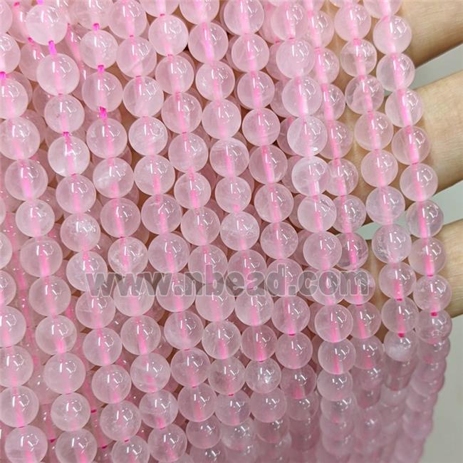 Natural Malagasy Rose Quartz Beads Pink Smooth Round