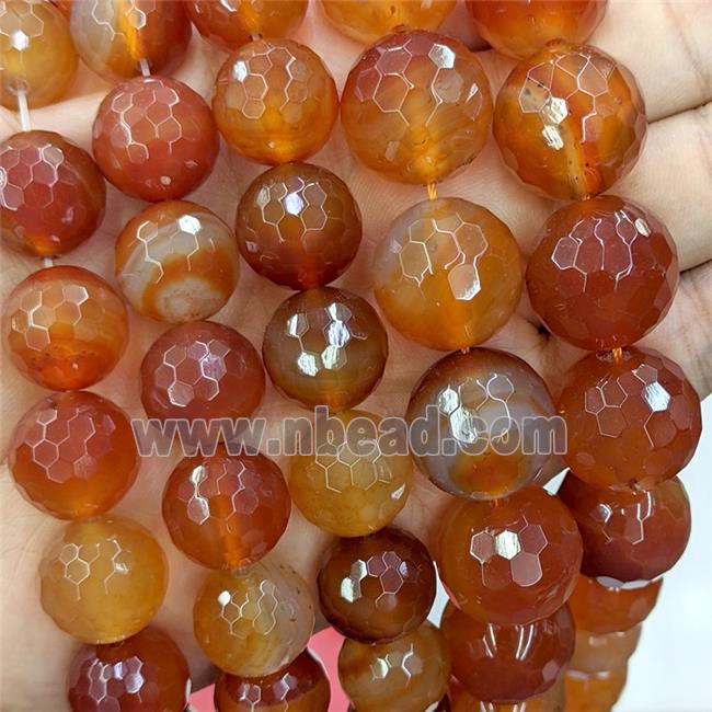 Red Carnelian Agate Beads Natural Color Faceted Round
