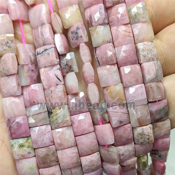 Natural Pink Rhodonite Beads Faceted Square