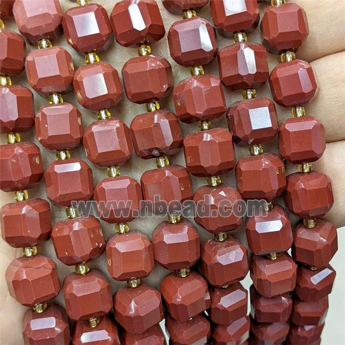 Natural Red Jasper Beads Faceted Cube