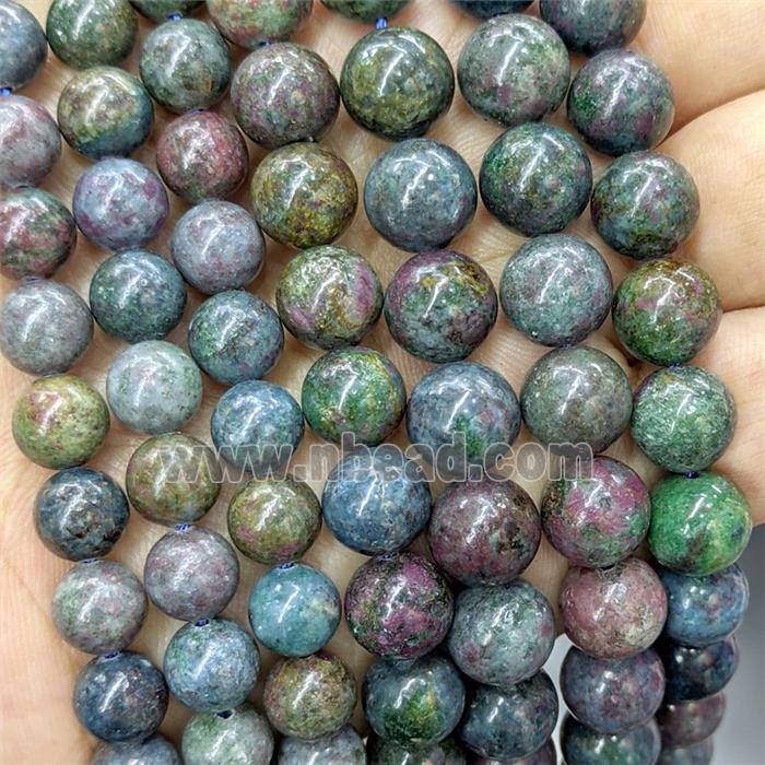 Natural Brazilian Ruby Beads C-Grade Multicolor Smooth Round