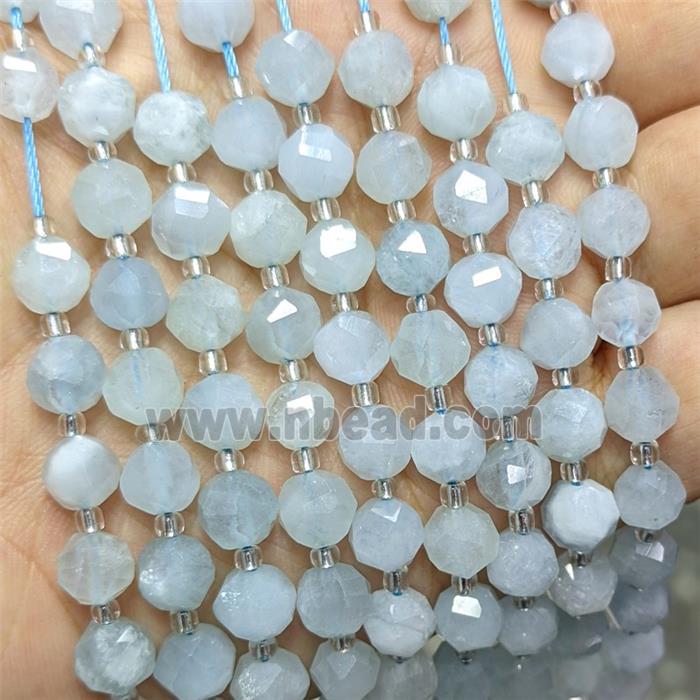 Natural Blue Aquamarine Beads Cutted Round