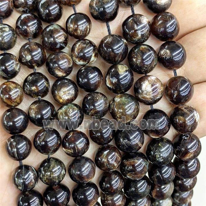 Natural Brazilian Biotite Beads GoldenBlack Smooth Round