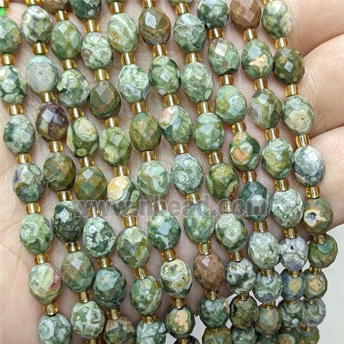 Natural Rhyolite Beads Green Faceted Rice