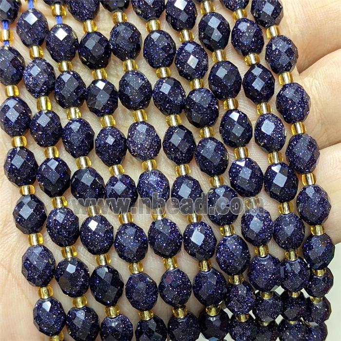 Blue Sandstone Beads Faceted Rice