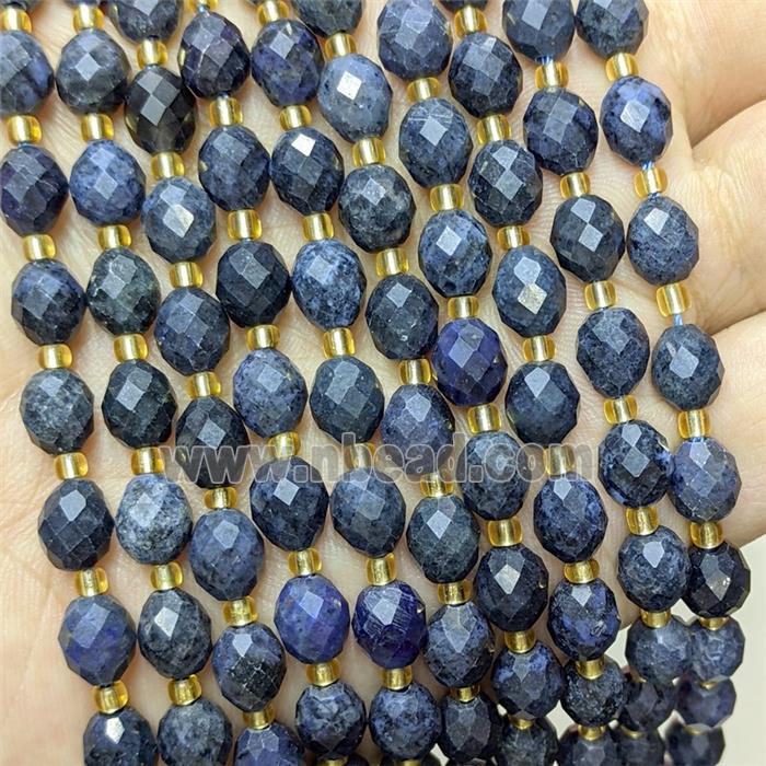 Natural Blue Dumortierite Beads Faceted Rice
