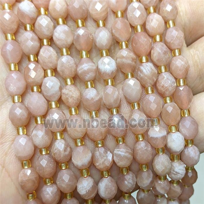 Natural Peach Sunstone Beads Faceted Rice