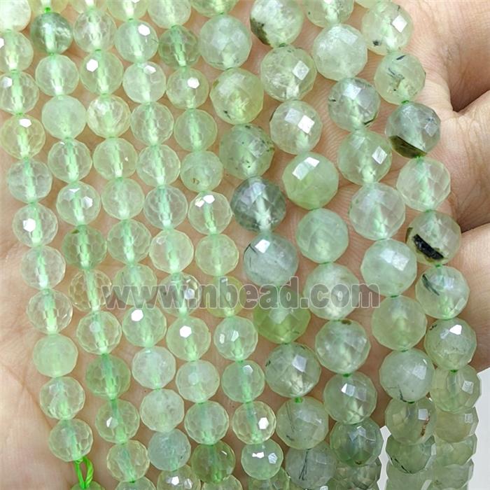 Natural Green Prehnite Beads Faceted Round