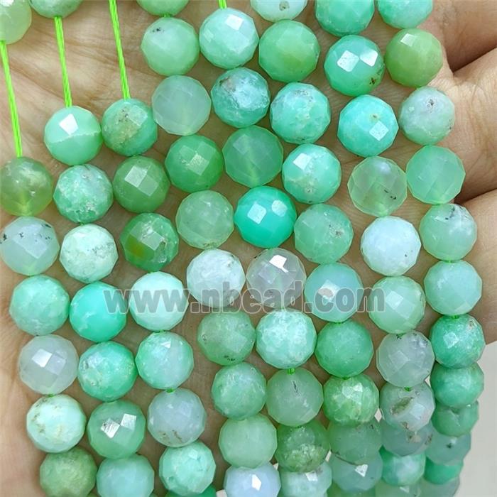 Natural Green Australian Chrysoprase Beads A-Grade Faceted Round